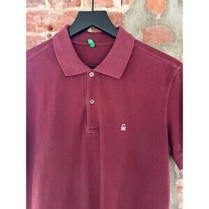 United Colors of Benetton Men's Maroon Polo Shirt Size M